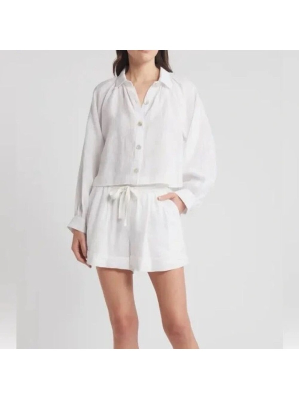Organic Linen Handmade Button Front Blouse